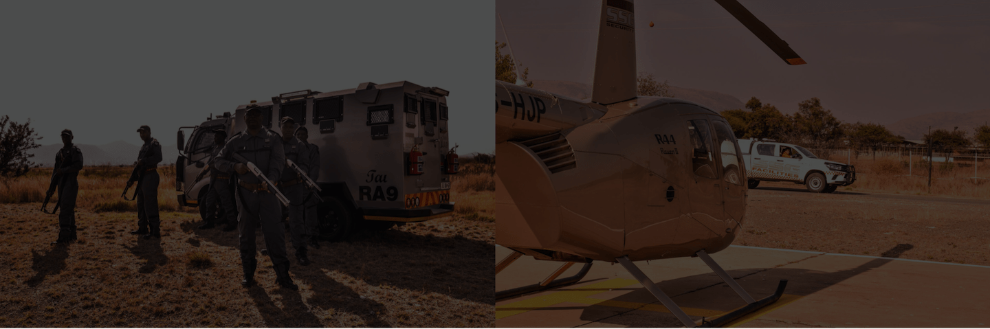 Two images together with Army and helicopter with black overlay